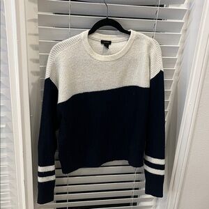 Halogen Navy and White Crew Neck Sweater